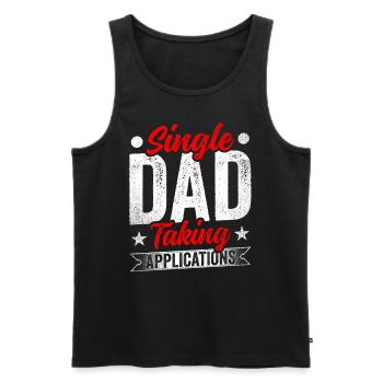 Single father accepts applications - Men's Premium Organic Tank Top - black - Front - AI Model Male 178 light (178cm)
