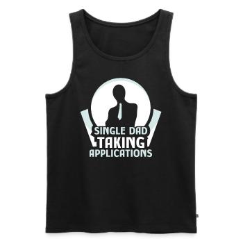 Single father accepts applications - Men's Premium Organic Tank Top - black - Front - AI Model Male 178 light (178cm)