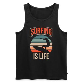 Le surf, c’est la vie Surfboard Surf Surfer - Débardeur bio Premium Homme - noir - Devant - Michal (187cm)