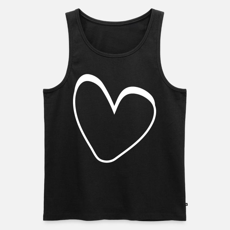 Einfaches Weisses Herz - Männer Premium Bio Tank Top - Schwarz