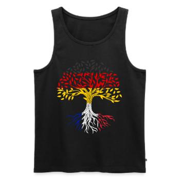 Racines Arbre Allemagne France - Débardeur bio Premium Homme - noir - Devant - Michal (187cm)