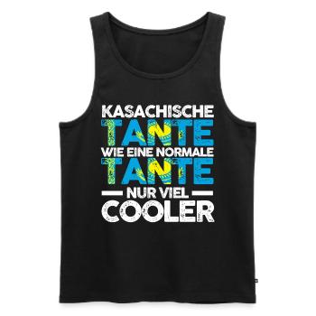 Kasachin Tante Kasachstan - Männer Premium Bio Tank Top - Schwarz - Vorne - Michal (187cm)