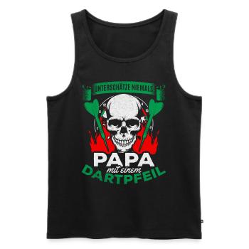Unterschätze niemals Papa mit einem Dartpfeil Dart - Männer Premium Bio Tank Top - Schwarz - Vorne - Michal (187cm)