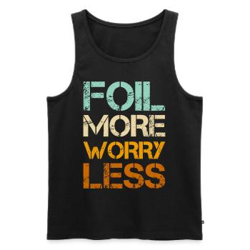 Wingfoil More Worry Less - Wingfoiling Hydrofoil - Männer Premium Bio Tank Top - Schwarz - Vorne - AI Model Male 178 light (178cm)