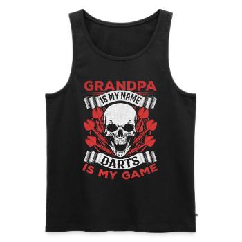 Opa ist mein Name Darts ist mein Spiel Ich Opa - Männer Premium Bio Tank Top - Schwarz - Vorne - Michal (187cm)