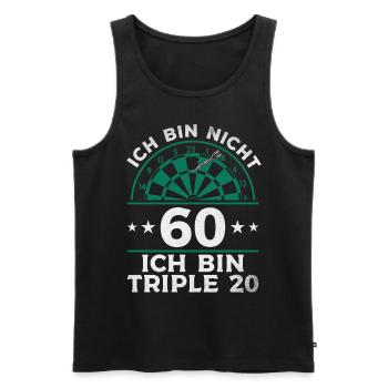 Ich bin nicht 60 Ich bin triple 20 - Dart Spieler - Männer Premium Bio Tank Top - Schwarz - Vorne - Michal (187cm)