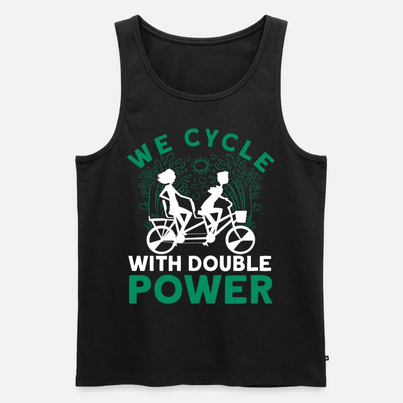 We Cycle With Double Power Tandem Bicycle - Männer Premium Bio Tank Top - Schwarz