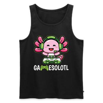 Gamesolotl – Axolotl Gamer Video Games Lover - Men's Premium Organic Tank Top - black - Front - Michal (187cm)