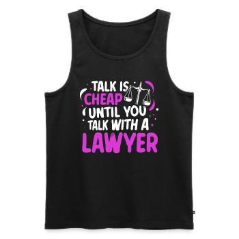 Talking is cheap until you talk to a lawyer - Men's Premium Organic Tank Top - black - Front - Michal (187cm)