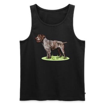 Allemand Wirehair I Chien de chasse Pointing Dog Cadeau - Débardeur bio Premium Homme - noir - Devant - Michal (187cm)