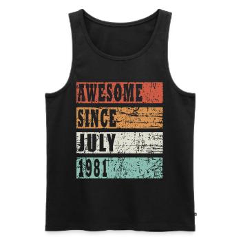1981 geboren Im Juli Retro Geschenkidee - Männer Premium Bio Tank Top - Schwarz - Vorne - AI Model Male 178 light (178cm)