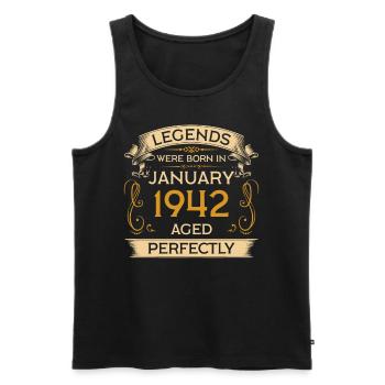 Legends est né anniversaire en janvier 1942 - Débardeur bio Premium Homme - noir - Devant - Michal (187cm)