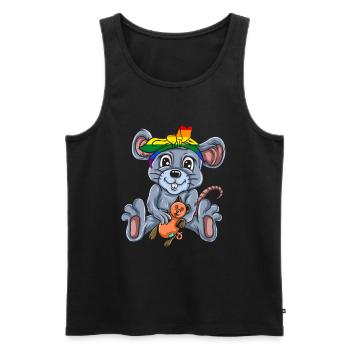 Souris Cadeau Souris Enfants Hommes Souris Conseils - Débardeur bio Premium Homme - noir - Devant - Michal (187cm)