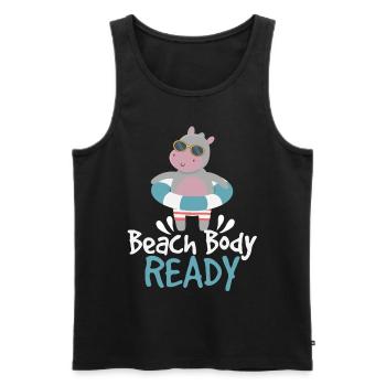 Body Ready Cute Hippo - Men's Premium Organic Tank Top - black - Front - Michal (187cm)