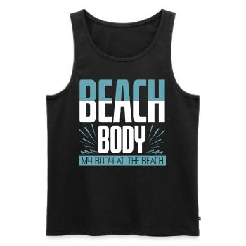 Body At The Beach - Men's Premium Organic Tank Top - black - Front - Michal (187cm)