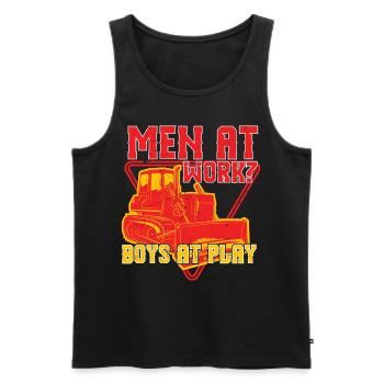 At Doing Work Boys At Play - Men's Premium Organic Tank Top - black - Front - Michal (187cm)