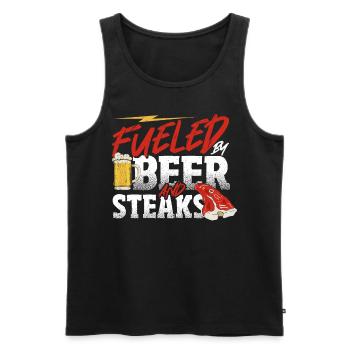 Fueled By Beer and Steaks BBQ Steak Grilling - Men's Premium Organic Tank Top - black - Front - AI Model Male 178 light (178cm)