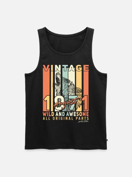 Retro 1971 August - Männer Premium Bio Tank Top - Schwarz