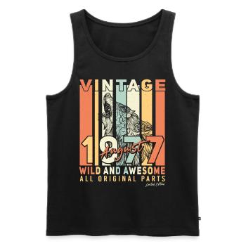 Geburtsmonat August 1977 - Männer Premium Bio Tank Top - Schwarz - Vorne - Michal (187cm)
