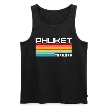 Vintage Thaïlande Vacances Asie Coucher de Soleil Phuket - Débardeur bio Premium Homme - noir - Devant - AI Model Male 178 light (178cm)