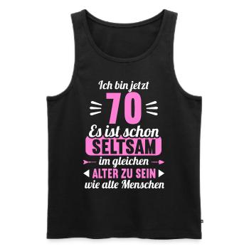 Seltsam im gleichen Alter wie alte 70. Geburtstag - Männer Premium Bio Tank Top - Schwarz - Vorne - AI Model Male 178 light (178cm)