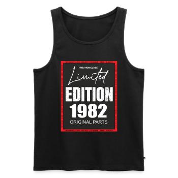 Édition limitée 1982 - Débardeur bio Premium Homme - noir - Devant - AI Model Male 178 light (178cm)