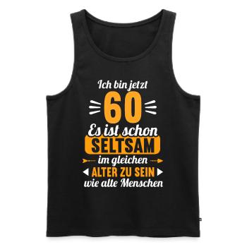 Seltsam im gleichen Alter wie alte 60. Geburtstag - Männer Premium Bio Tank Top - Schwarz - Vorne - AI Model Male 178 light (178cm)