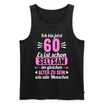 Seltsam im gleichen Alter wie alte 60. Geburtstag - Männer Premium Bio Tank Top - Schwarz - Vorne - AI Model Male 178 light (178cm)