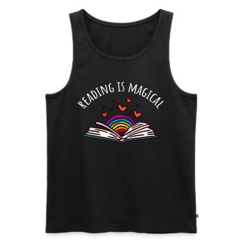 Reading Books Book Lovers Bookworm Library - Men's Premium Organic Tank Top - black - Front - AI Model Male 178 light (178cm)