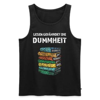 Lesen gefährdet die Dummheit Bücher Literatur - Männer Premium Bio Tank Top - Schwarz - Vorne - Michal (187cm)