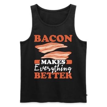 Le bacon rend tout meilleur Amateur de viande Bacon - Débardeur bio Premium Homme - noir - Devant - AI Model Male 178 light (178cm)
