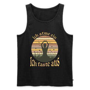 Ich atme ein - Ich raste aus Yoga Meditation - Männer Premium Bio Tank Top - Schwarz - Vorne - Michal (187cm)