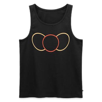 Ovale Jaune - Rouge - Jaune - Débardeur bio Premium Homme - noir - Devant - AI Model Male 178 light (178cm)