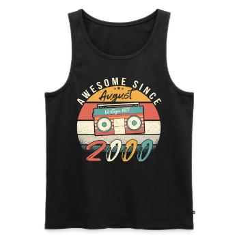 Année de naissance 2000 en août - Débardeur bio Premium Homme - noir - Devant - AI Model Male 178 light (178cm)