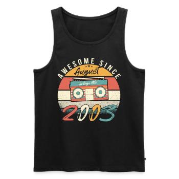Year of birth 2003 in August - Men's Premium Organic Tank Top - black - Front - Michal (187cm)