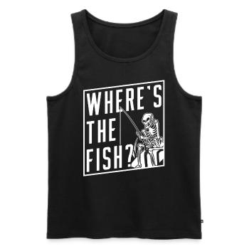 Wo Ist Der Fisch? Angler Fischen Fischer Angeln - Männer Premium Bio Tank Top - Schwarz - Vorne - Michal (187cm)