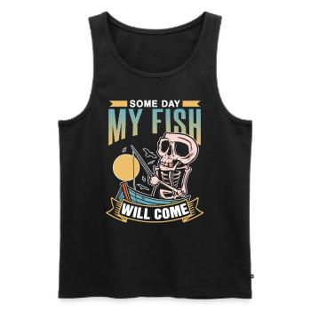 Un jour, mon poisson mordra les pêcheurs - Débardeur bio Premium Homme - noir - Devant - AI Model Male 178 light (178cm)