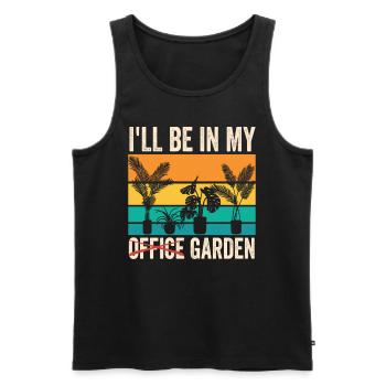 Je serai dans mon bureau dans la plante de jardin - Débardeur bio Premium Homme - noir - Devant - Michal (187cm)