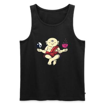 Meditierender Buddhistischer Mönch Zen Buddha Om - Männer Premium Bio Tank Top - Schwarz - Vorne - AI Model Male 178 light (178cm)