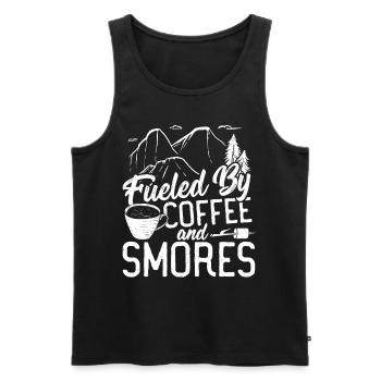 Fueled By Coffee and 'Smores Camping Fire Camper - Men's Premium Organic Tank Top - black - Front - Michal (187cm)