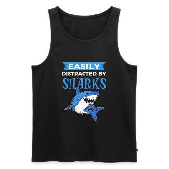 Facilement distrait par les requins poissons requins - Débardeur bio Premium Homme - noir - Devant - Michal (187cm)