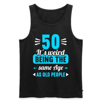 Seltsam im gleichen Alter wie alte 50. Geburtstag - Männer Premium Bio Tank Top - Schwarz - Vorne - AI Model Male 178 light (178cm)