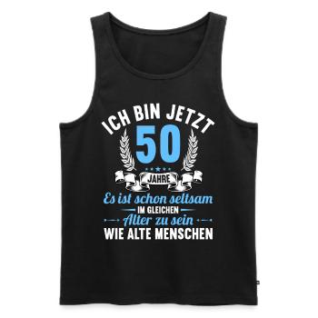 Seltsam im gleichen Alter wie alte 50. Geburtstag - Männer Premium Bio Tank Top - Schwarz - Vorne - AI Model Male 178 light (178cm)
