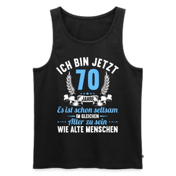 Seltsam im gleichen Alter wie alte 70. Geburtstag - Männer Premium Bio Tank Top - Schwarz - Vorne - AI Model Male 178 light (178cm)