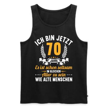 Seltsam im gleichen Alter wie alte 70. Geburtstag - Männer Premium Bio Tank Top - Schwarz - Vorne - AI Model Male 178 light (178cm)