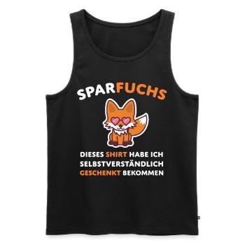 Fuchs Sparfuchs Spruch Humor - Männer Premium Bio Tank Top - Schwarz - Vorne - AI Model Male 178 light (178cm)