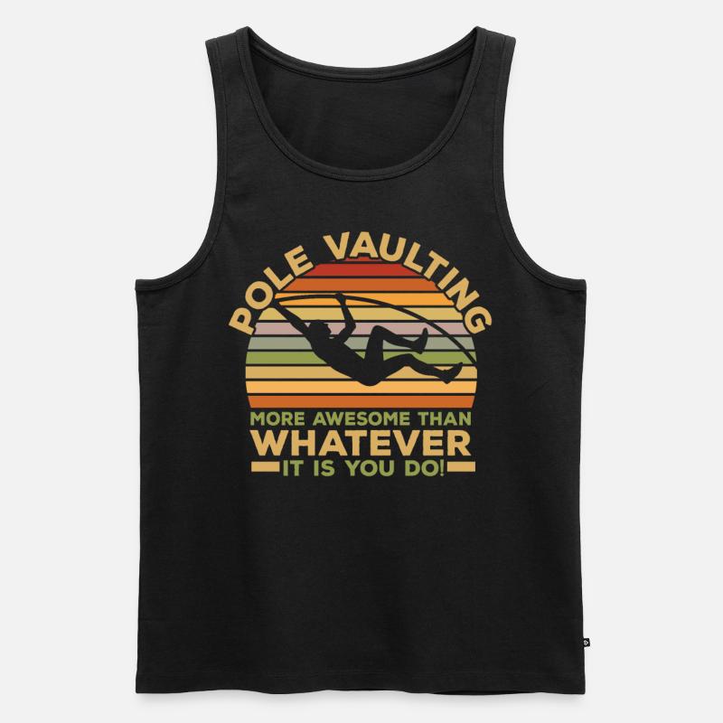 Retro Stabhochspringer Leichtathletik Stabhochspru - Männer Premium Bio Tank Top - Schwarz