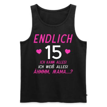 Endlich 15 Ich Kann Alles Ich Weiß Alles - Männer Premium Bio Tank Top - Schwarz - Vorne - Michal (187cm)