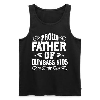 Fier Père d’Enfants Stupides Dictons Papa Papi - Débardeur bio Premium Homme - noir - Devant - Michal (187cm)