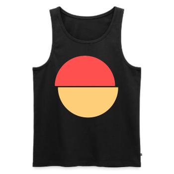 Demi-cercles rouge et jaune Design - Débardeur bio Premium Homme - noir - Devant - AI Model Male 178 light (178cm)
